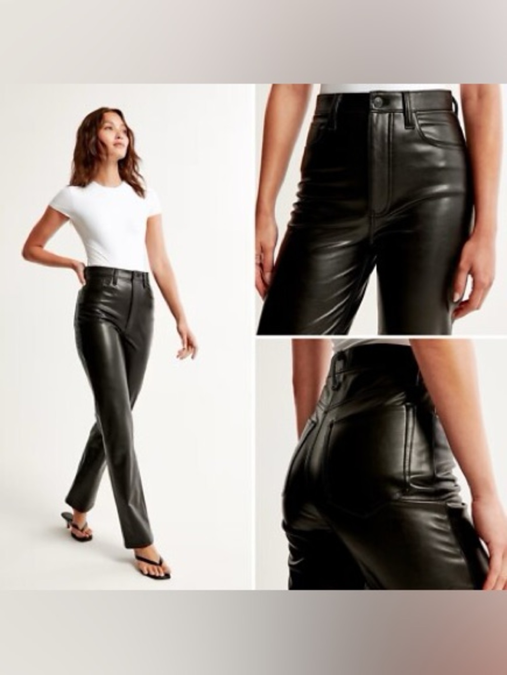 Abercrombie & Fitch The 90s Straight Ultra High Rise Black Faux Leather Pants